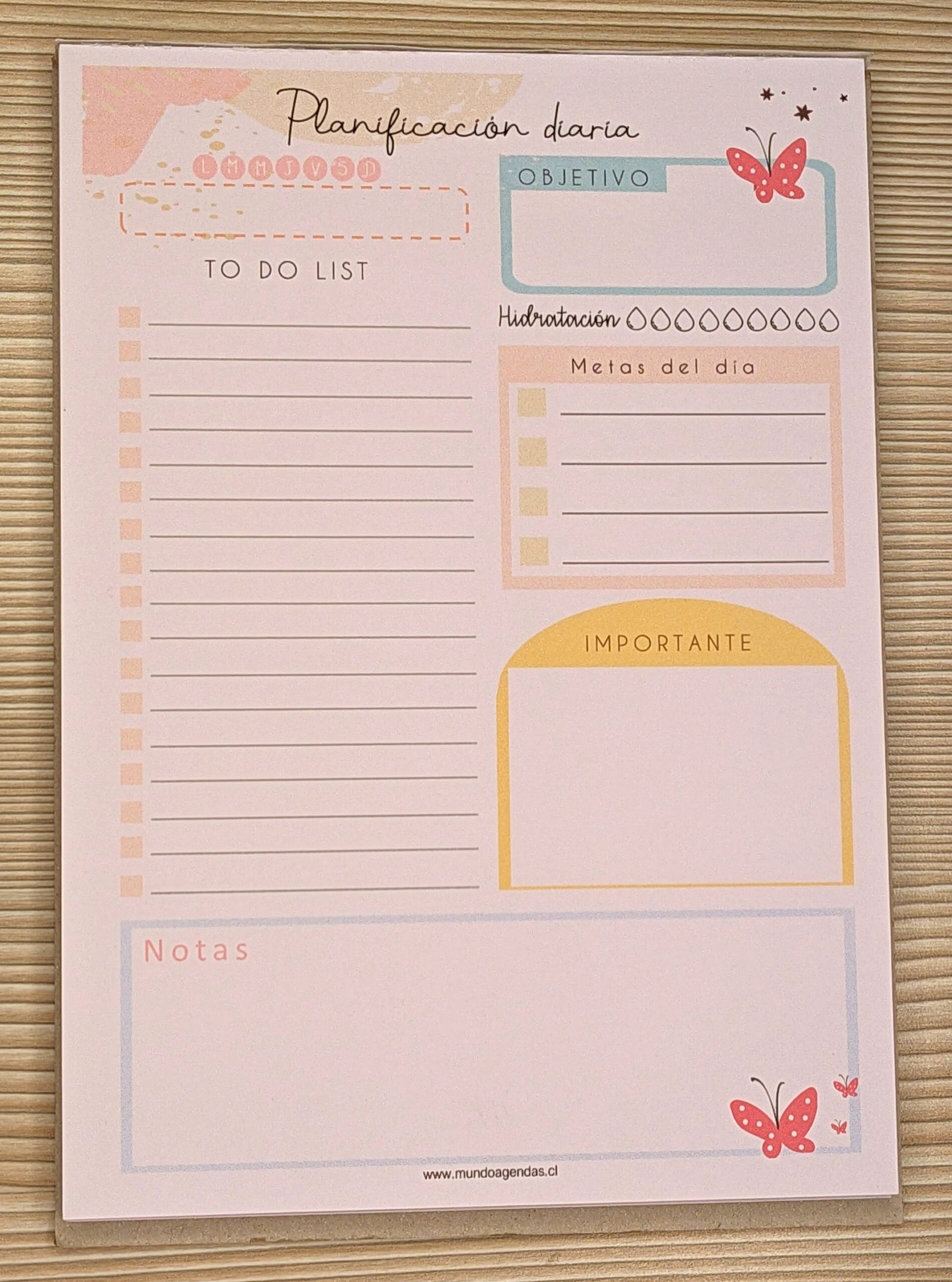 planificación diaria diseño mariposa rosa